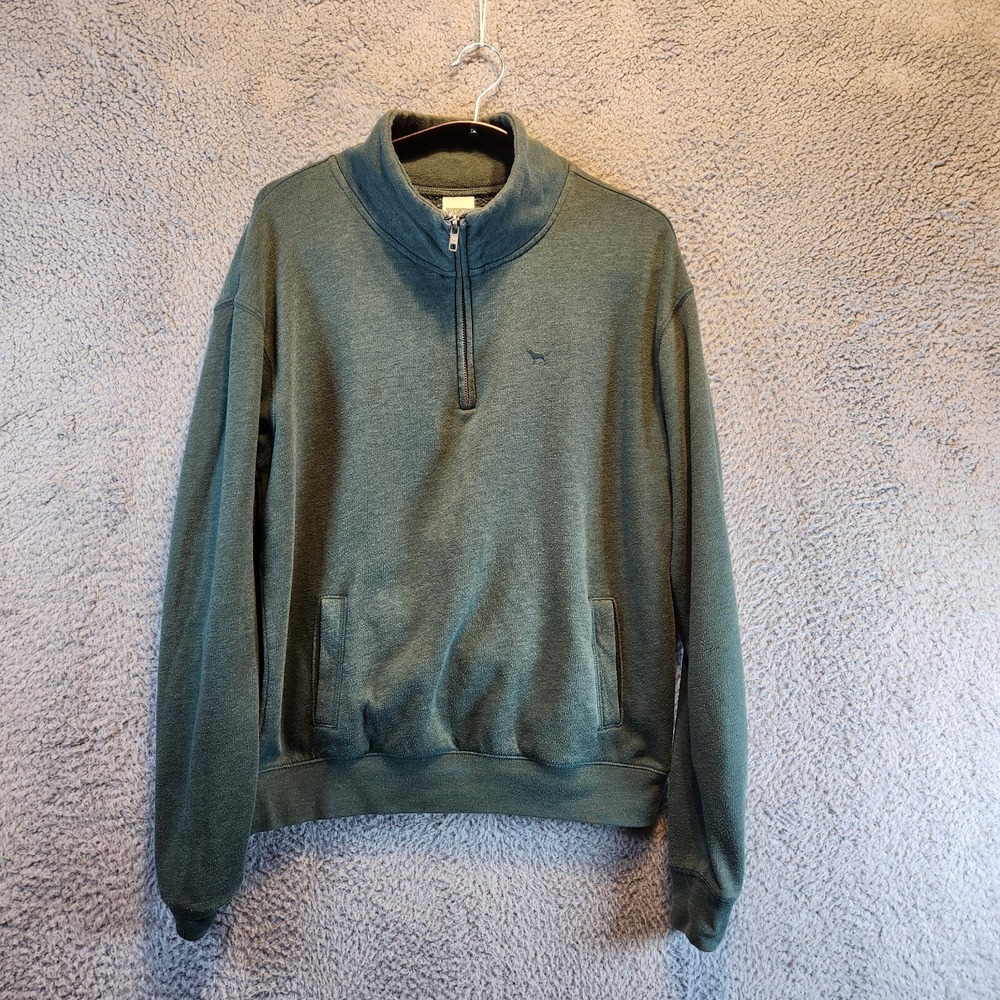 Pink Victoria's Secret Sweatshirt Womens XS Green Fleece Lined Cotton Mock Neck